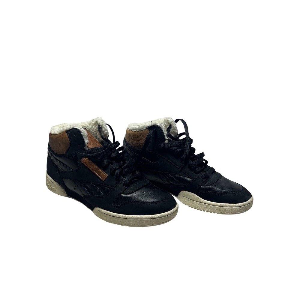 Reebok Shoes Mens Size 11 EU 44.5 Black Brown Leather Fleece Lined Sneakers